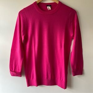 J. Crew 100% Wool Pink Sweater with Button Detail on Sleeve - Size M
